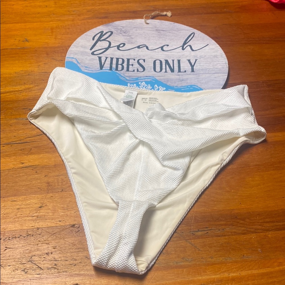 Aerie White High Cut Cheeky Twist Front Lined White Bikini Bottom